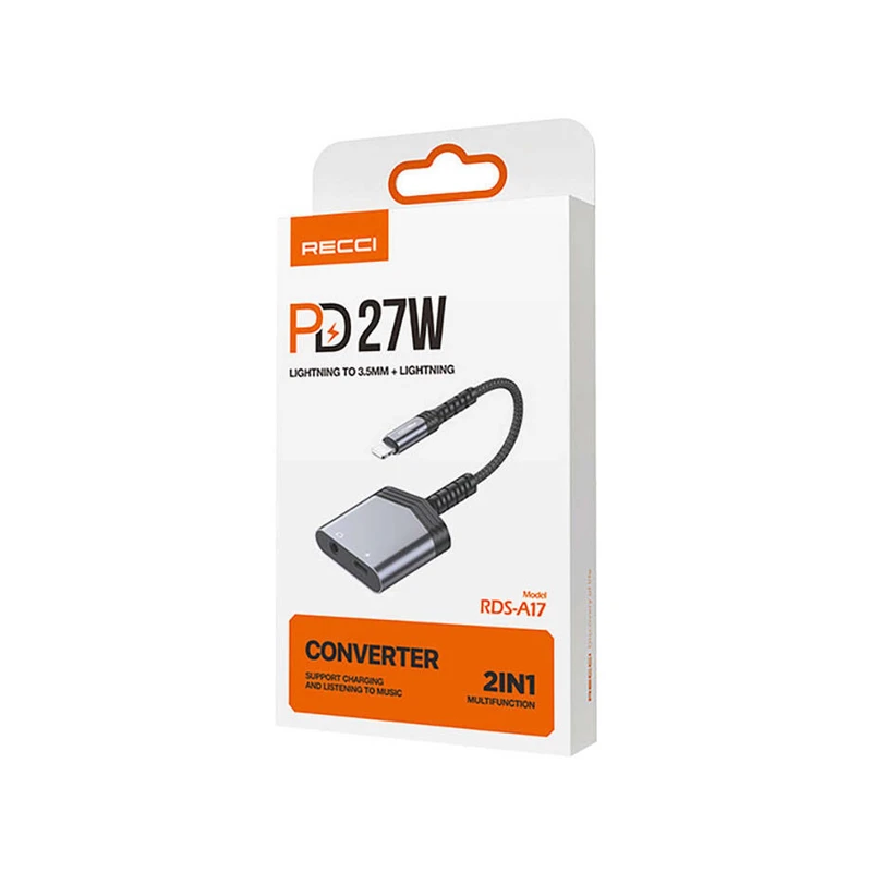 مبدل لایتنینگ به لایتنینگ / جک 3.5 میلیمتری صدا رسی مدل RDS-A17